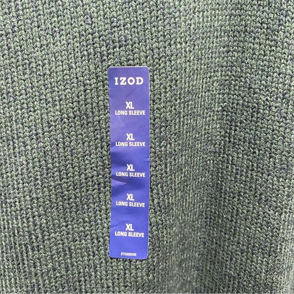 Izod Mens XL sweater pullover acrylic 3 button classic green blue speckled - Picture 3 of 8